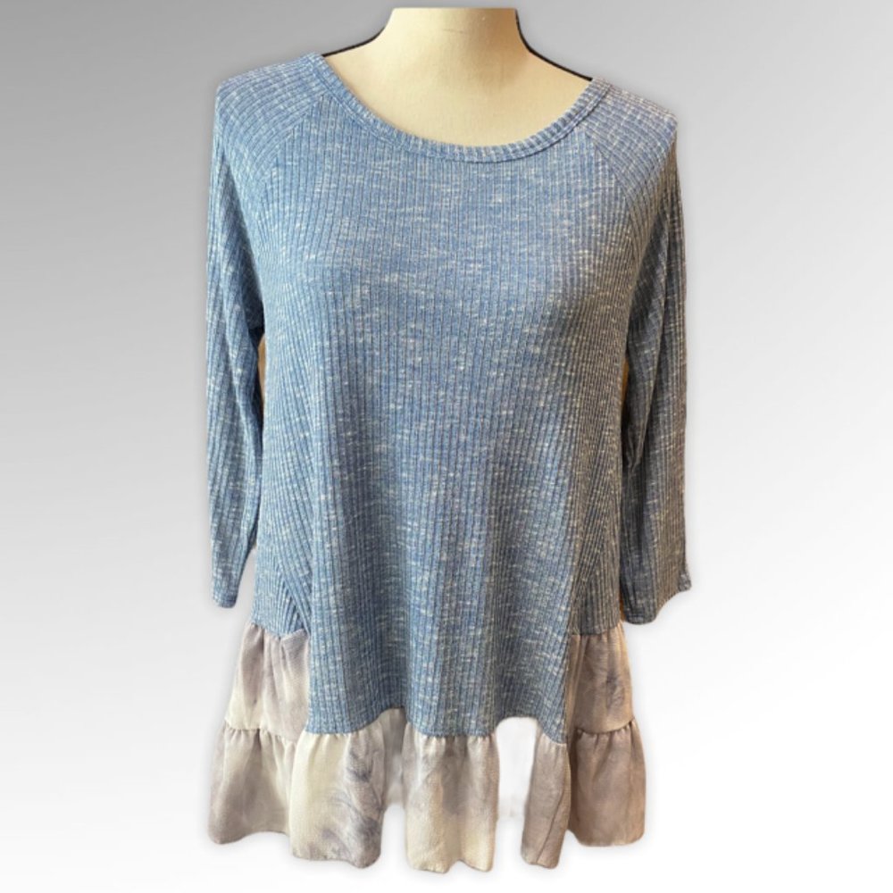 Two tone rib knit top